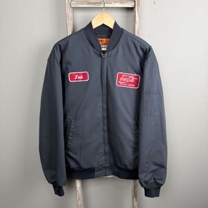 Vintage Coca Cola Workwear Gray Zip Quilted Lined Jacket L